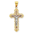 14K Tri-Color Gold Diamond-Cut Crucifix Pendant