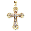 14K Tri-Color Gold Crucifix Cross Pendant