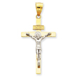14K Two-Tone Gold INRI Crucifix Pendant