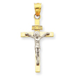 14K Two-Tone Gold INRI Crucifix Pendant