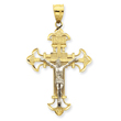 14K Two-Tone Gold INRI Crucifix Pendant