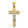 14K Two-Tone Gold Diamond -Cut Crucifix Pendant