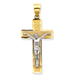 14K Two-Tone Gold Diamond -Cut Crucifix Pendant