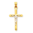 14K Two-tone Gold Hollow Crucifix Pendant