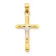 14K Two-tone Gold Hollow Crucifix Pendant