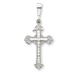 14K White Gold Budded Cross Pendant