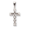 14K White Gold Panther Style Cross Pendant