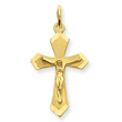 14K Gold Satin & Diamond-Cut Crucifix Charm