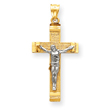 14K Two-Tone Gold INRI Crucifix Pendant