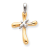 14K Two-Tone Gold Dove Cross Pendant