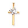 14K Two-Tone Gold Cross With Butterfly Pendant