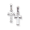 14K White Gold Reversible Quilted Cross Pendant