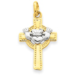14K  Two-Tone Gold Claddagh Cross Pendant