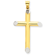 14K Gold & Rhodium 3-D Hollow Cross Pendant
