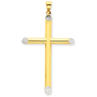 14K Two-Tone Gold 3-D Hollow Cross Pendant