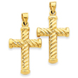 14K Gold Reversible Diamond Cut Cross Pendant