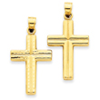14K Gold  Reversible Diamond Cut Cross Pendant
