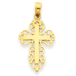 14K Gold Polished Filigree Cross Charm
