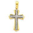 14K Two-Tone Gold Solid Cross Pendant