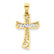 14K Gold &Rhodium Faith Cross Pendant