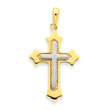 14K Two-Tone Gold Fleur De Lis Cross Pendant
