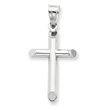 14K  White Gold Polished Hollow Cross Pendant