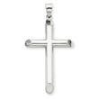 14K White Gold Polished Hollow Cross Pendant