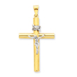 14K Two-Tone Gold INRI Crucifix Pendant