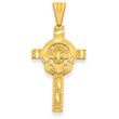14K Gold Satin & Diamond-Cut Claddagh Cross Pendant