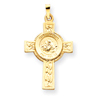14K Gold Cross With St Anthony Medal Pendant
