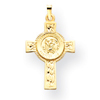 14K Gold Cross With St. Christopher Medal Pendant
