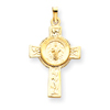 14K Gold Cross With St. Jude Medal Pendant