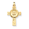 14K Gold Cross With St. Michael Medal Pendant