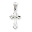 14K  White Gold Budded Cross Charm