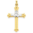 14K Two-Tone Gold Claddagh Cross Pendant