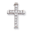14K White Gold  Diamond Cross Pendant