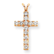 14K Gold Diamond Cross Pendant