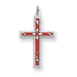 Sterling Silver Red Enameled Cross Pendant