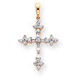 14K Gold & Rhodium Diamond Cross Pendant