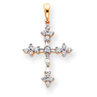 14K Gold & Rhodium Diamond Cross Pendant