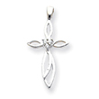 14K  White Gold AA Diamond Cross Pendant