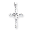 14K White Gold  Diamond Cross Pendant