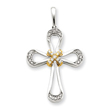 14K Two-Tone Gold Diamond Cross Pendant