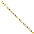 14K Gold &  Rhodium Polished Heart & X Bracelet