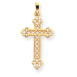 14K Gold Budded Cross Pendant