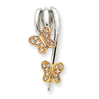 14K Tri-Color Gold Diamond Butterfly Slide Pendant