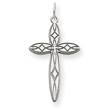 14K White Gold  Laser Designed Cross Charm