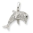 14K White Gold Diamond Dolphin Pendant
