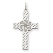 14K White Gold Laser Designed Cross Charm