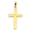 14K Gold Diamond-cut Hollow Cross Pendant
